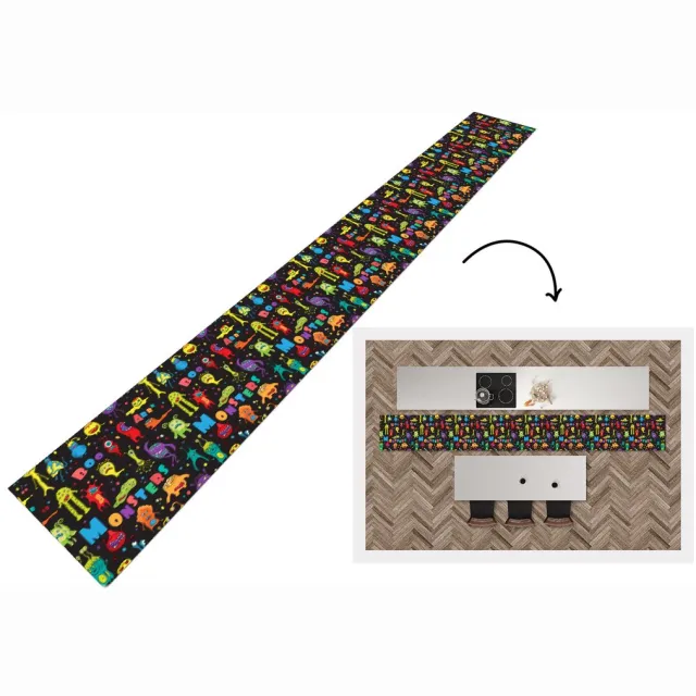 KitchenYeah Keukenloper - Keukenmat - Design - Monster - Feest - Kinderen - Keuken vloerkleed multicolor, foto 3