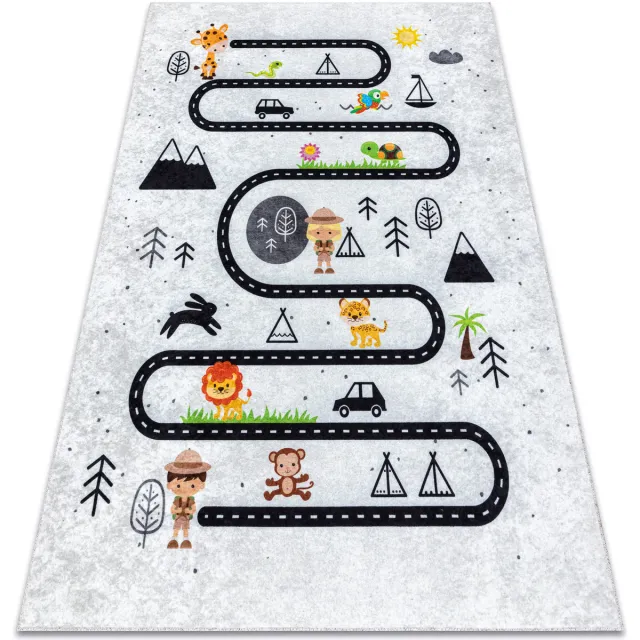 RUGSX Kleden Rugsx JUNIOR 51490.802 tapijt wasbaar straten dieren voo 140x190 cm Grijs