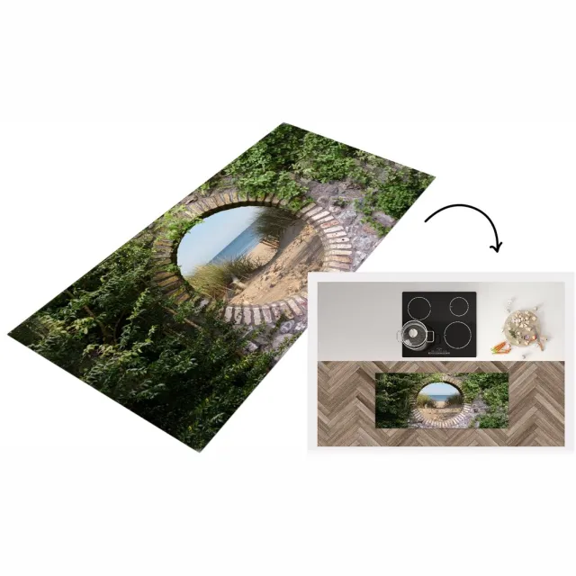 KitchenYeah Keukenloper - Loper keuken - Doorkijk - Strand - Duin - Zomer - Keukenloper vinyl Multicolor