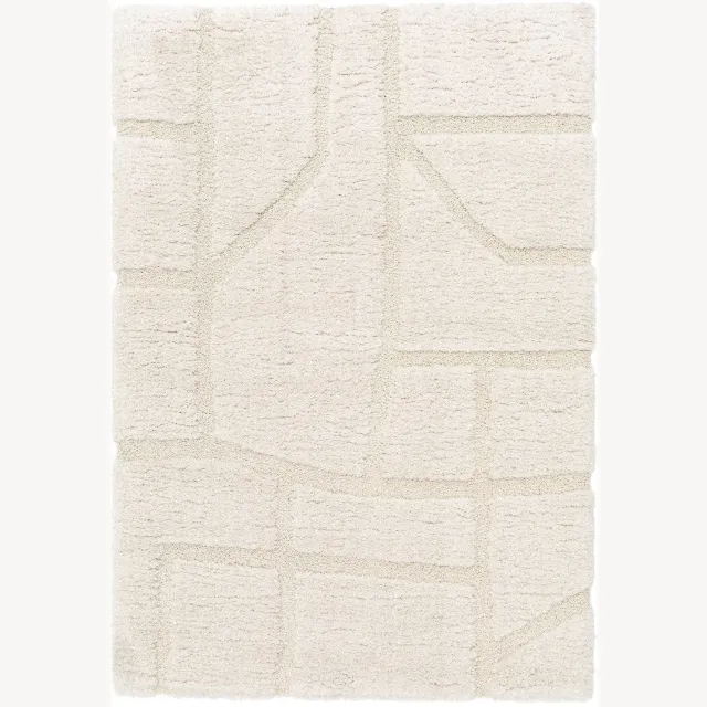 AFK Living Zacht tapijt met sculpturaal reliëf gerecycled polyester MURMURE wit
