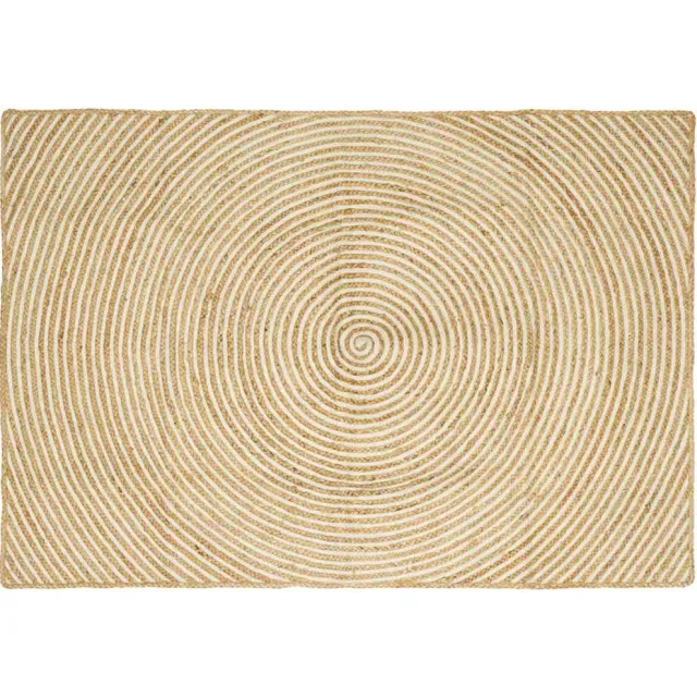 vidaXL Gebied Tapijt Natuurlijk en Wit 140 x 200 cm Jute