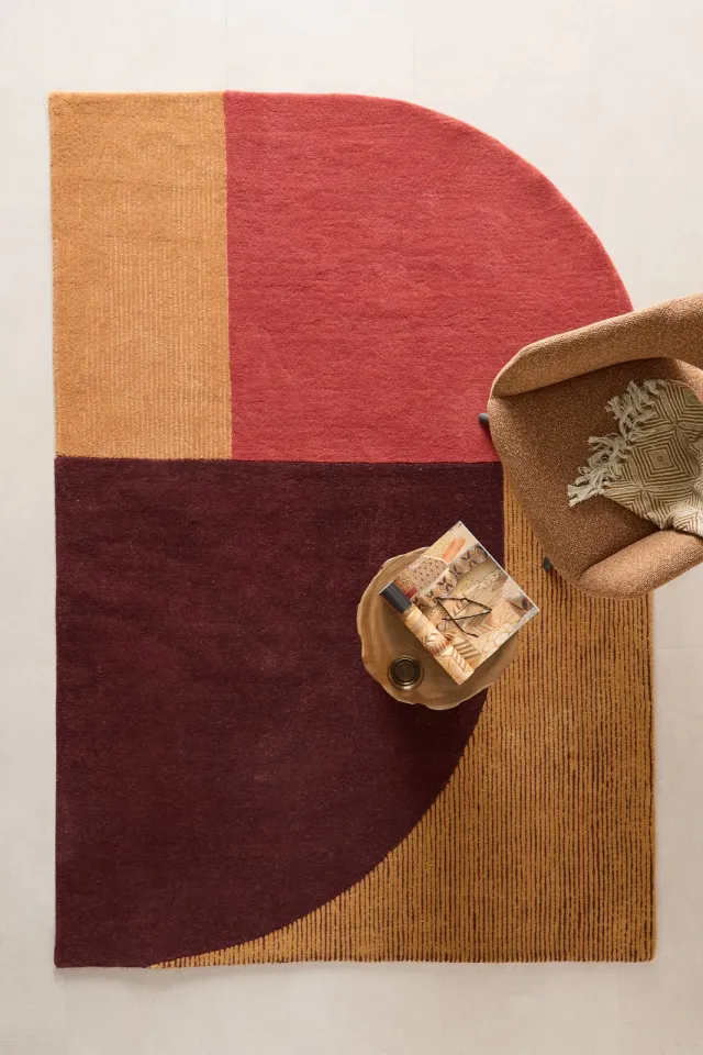Studio LIVIT Alain laagpolig wollen vloerkleed burgundy/rood/terra, foto 2