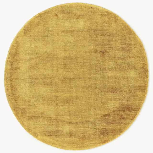 Westwing Collection Rond handgeweven viscose vloerkleed Jane Geel
