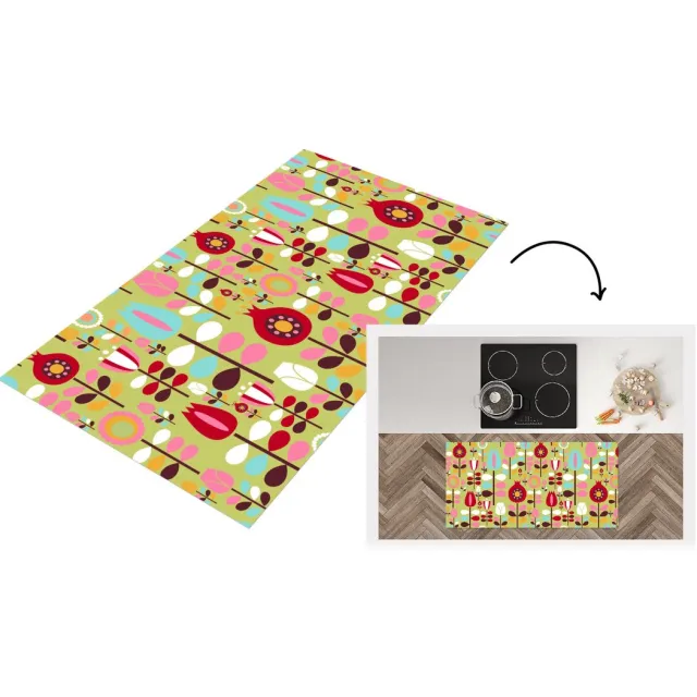 KitchenYeah Keukenloper 120x60 cm - Keukenmat vinyl Patronen - Bloemen - Kleuren - Keukenmatten loper - Keuken vloerkleed tapijt