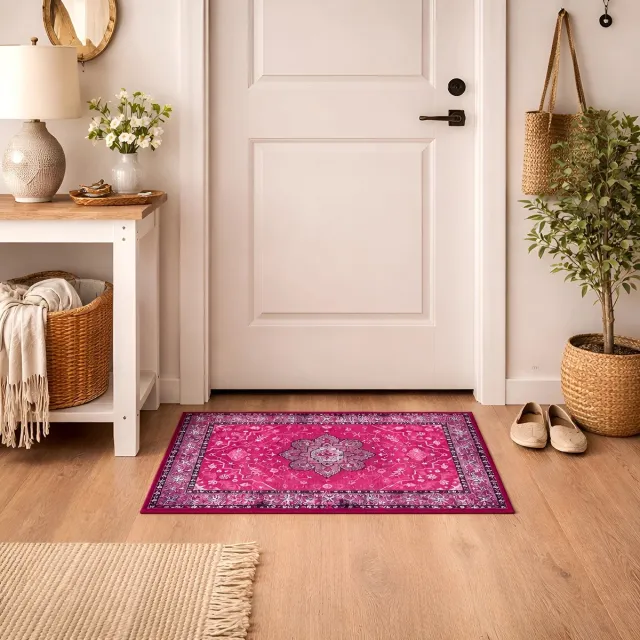 Lavandoux Deurmat - Shushtar - Rood en Bordeauxrood - 50 x 80 cm Gedempt Rood
