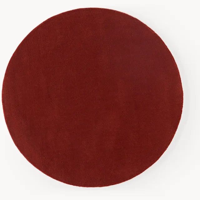 Westwing Collection Rond wollen vloerkleed Zayne, handgeweven Wijnrood