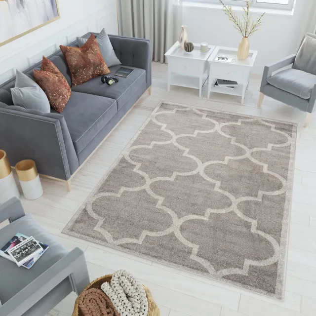 Tapiso Lazur Vloerkleed Grijs Trellis Modern Woonkamer Tapijt Grijs 3