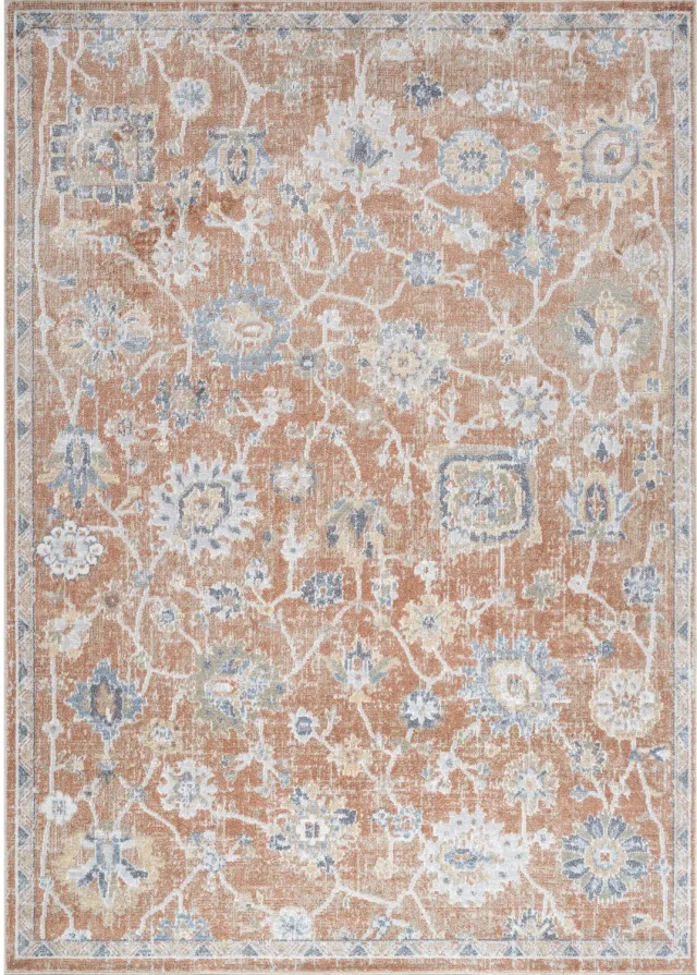 Surya Ruby vloerkleed wasbaar oosters vintage terracotta lichtgrijs