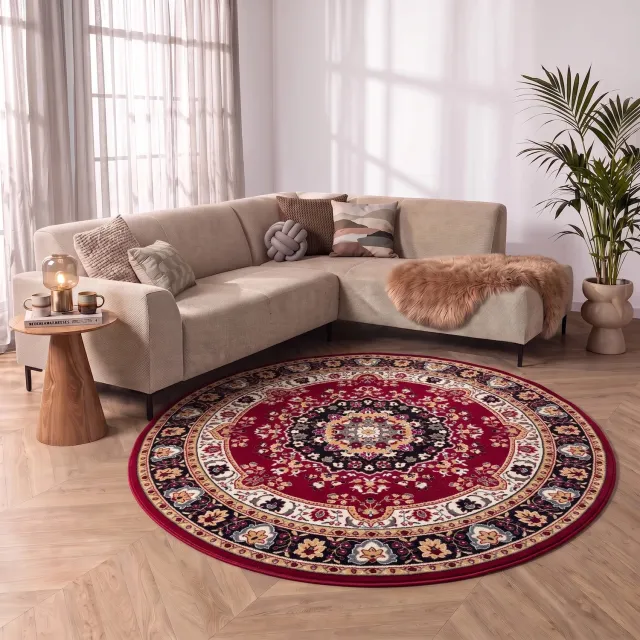 flycarpets Klassiek Rood Rond Vloerkleed Tabriz - Oosters motief - Perzisch Tapijt - Ø200 cm