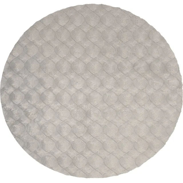 Padiro rond knus hoogpolig vloerkleed Ø 200 cm - lichtgrijs - modern effen structuurontwerp - voor vloerverwarming - van polyester en katoen