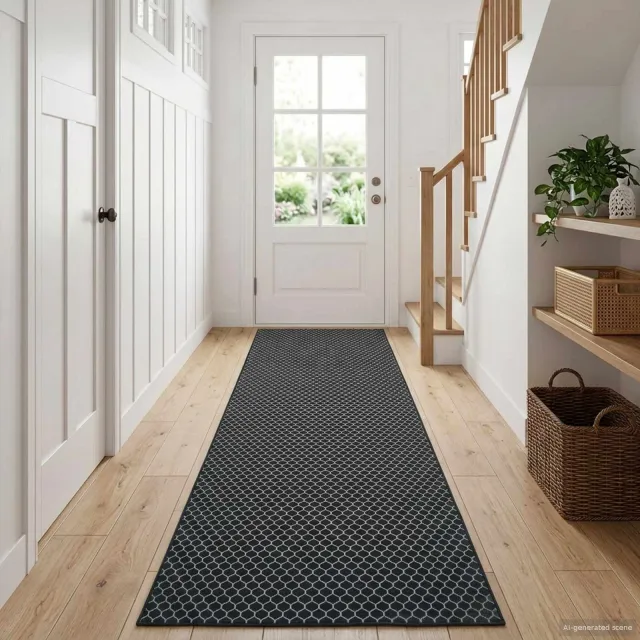 vidaXL Vloerkleedloper ORIZ 1150 gsm Zwart gaaspatroon, foto 2