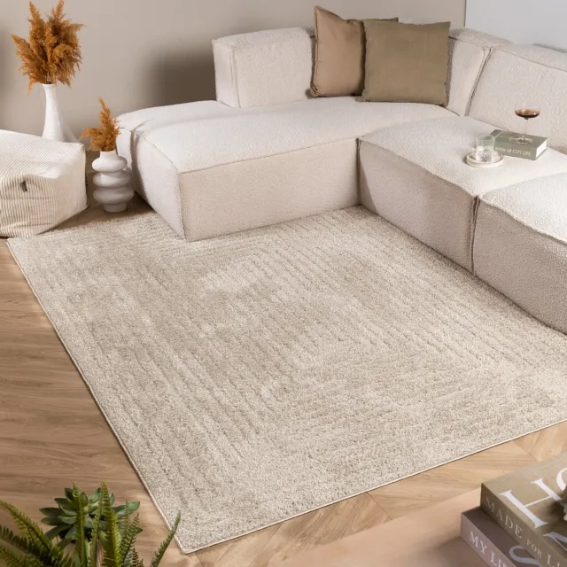 Fraai Scandinavisch vloerkleed - Lova Frames Beige - 160x230cm