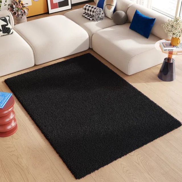 Tapiso Essence Vloerkleed Zwart Hoogpolig Shaggy Tapijt Maat- 240x330, foto 3