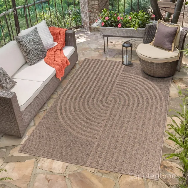 Muratap Sahara Japandi Buitenkleed Jute-Look Weerbestendig Vloerkleed Beige