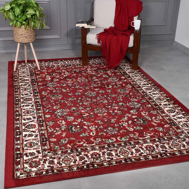Ibenzoa Elegant Oosters Tapijt Met Klassieke Bloemen En Ornamenten In Warme Rood-Beige Kleuren