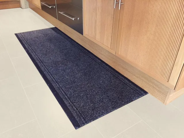 JYG Tapijtloper Club Blauw 66 x 250 cm - Keukenloper - Anti Slip - snijdbaar Blauw - Marine