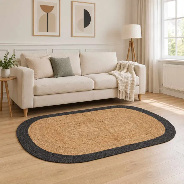 vidaXL Gebied Tapijt Donkergrijs 122 x 183 cm Jute