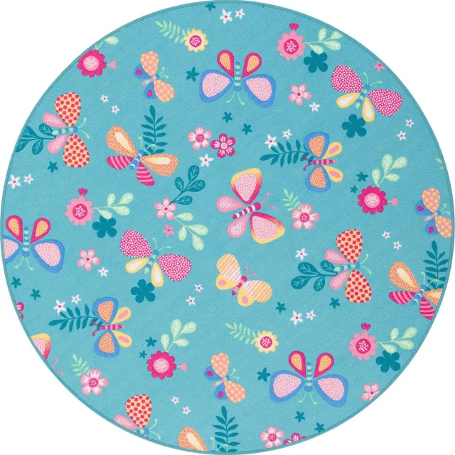 Snapstyle Vloerkleed Kinderen spelen Vlinder rond Blauw