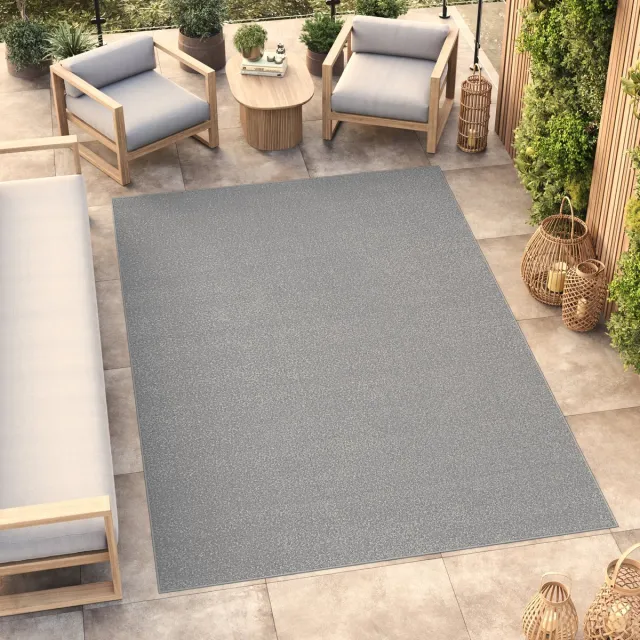 Tapiso Mono Vloerkleed Grijs Binnen en Buiten Tapijt