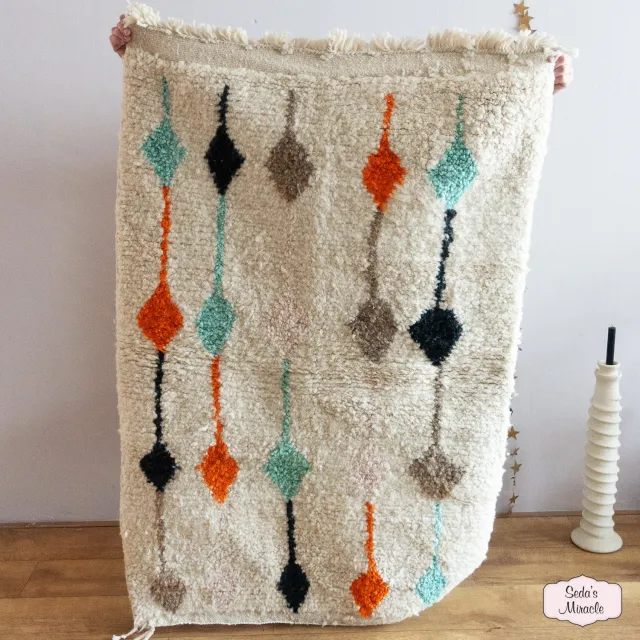 Seda's Miracle Marokkaans Berber vloerkleed wit met gekleurde details