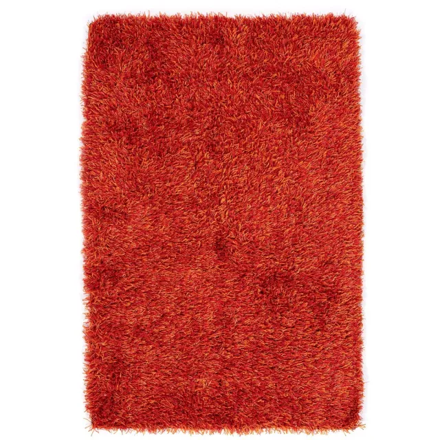 Padiro pluizig hoogpolig vloerkleed 120 x 180 cm - terracotta - modern effen ontwerp - met franjes - voor vloerverwarming - van polyester, modacryl en katoen