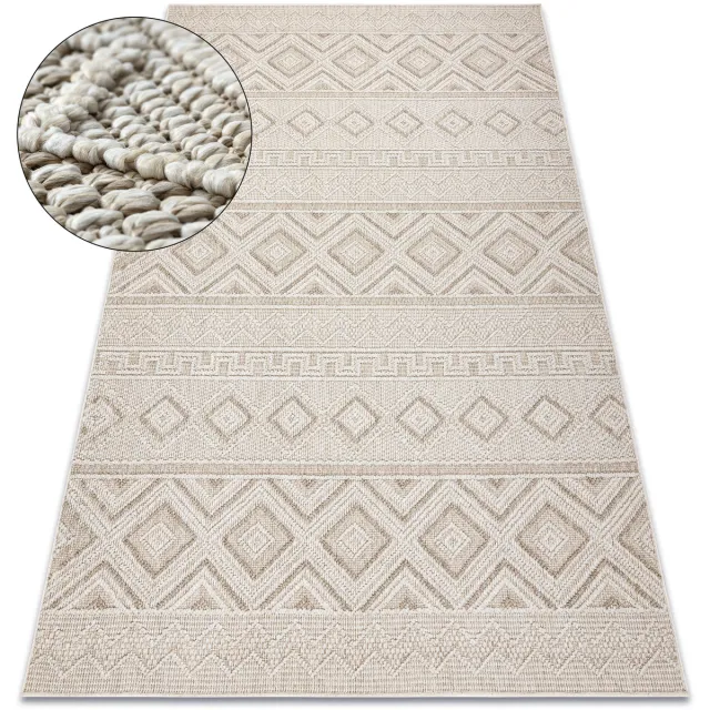 RUGSX Kleden Rugsx Tapijt JERSEY 19234 beige - Ruiten, structureel, 80x150 cm