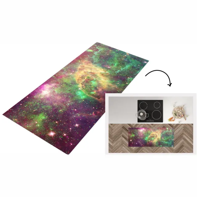 KitchenYeah Keukenloper - Loper keuken - Sterren - Groen - Ruimte - Keukenloper vinyl Multicolor