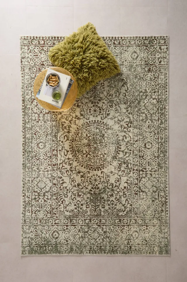 NOUS Living vloerkleed crème/groen crème/bruin/groen