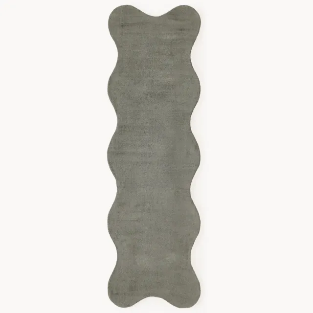 Westwing Collection Handgeweven loper Wavy Groen