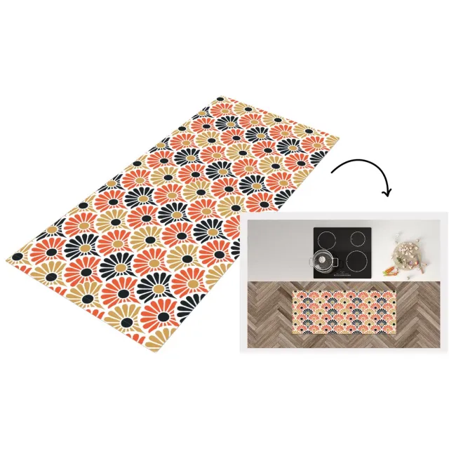 KitchenYeah Keukenloper 120x50 cm - Keukenmat vinyl Bloemen - Japan - Patronen - Keukenmatten loper - Keuken vloerkleed tapijt
