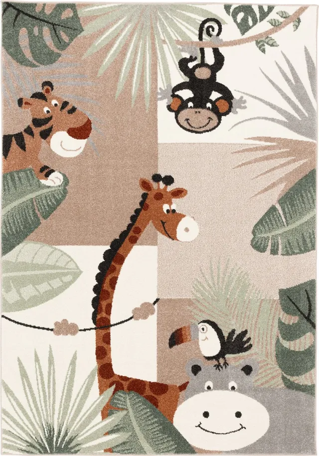 Pergamon Kindertapijt Softstar Kids Dierenwereld Groen