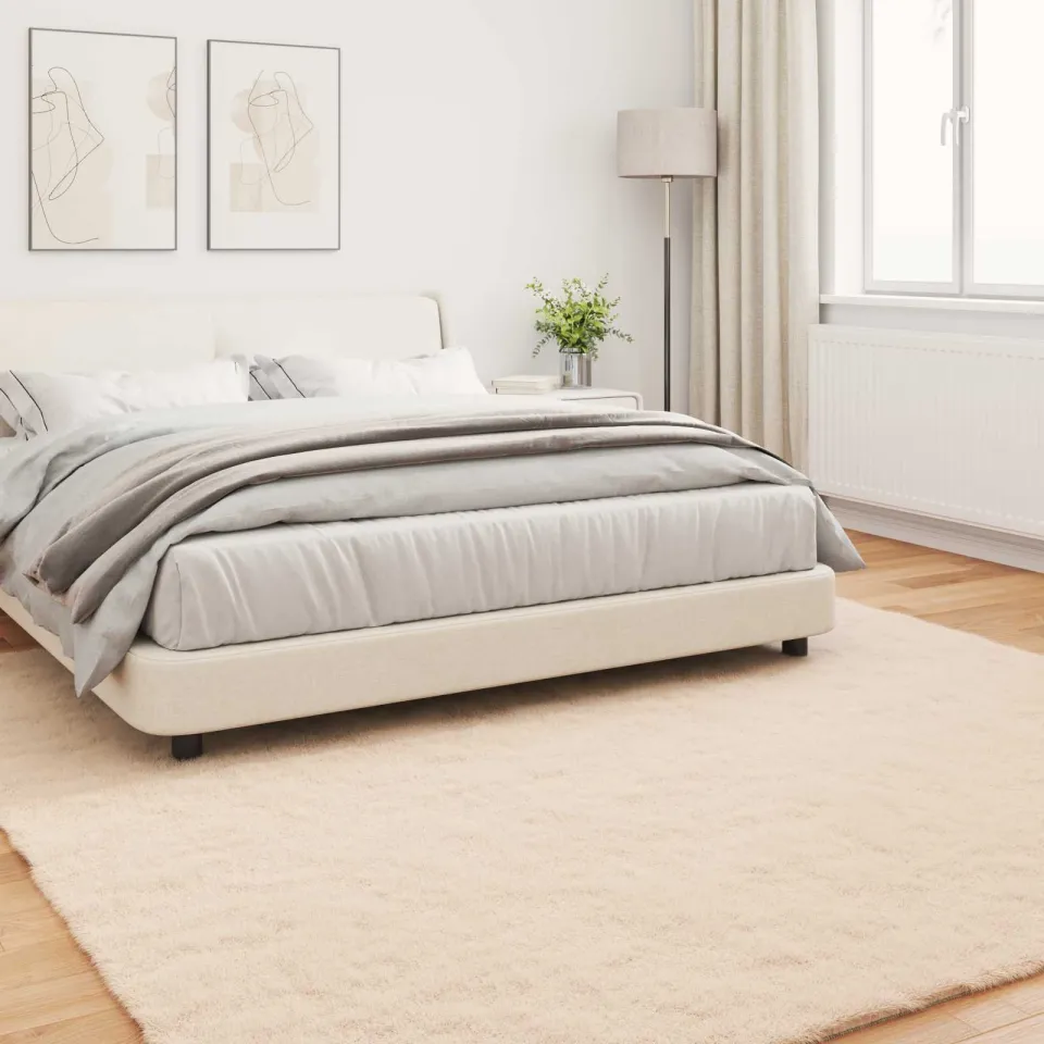 vidaXL Antislip vloerkleed van imitatie konijnenbont OLITE Taupe, foto 3