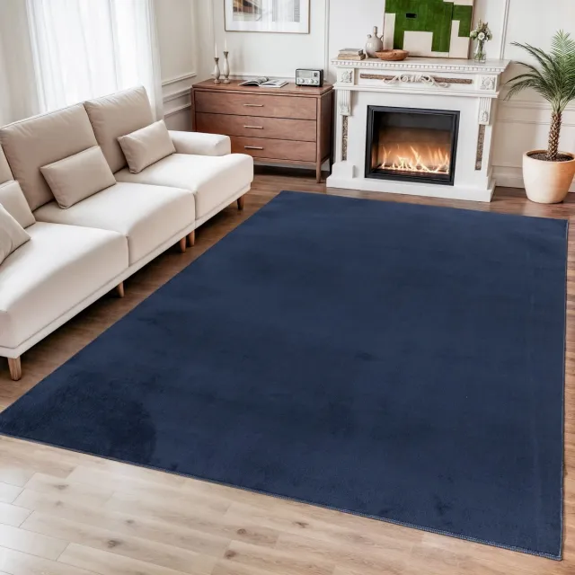 Muratap Relax Samba - Wasbaar Effen Vloerkleed - Uni Tapijt - Blauw- 200x290 CM