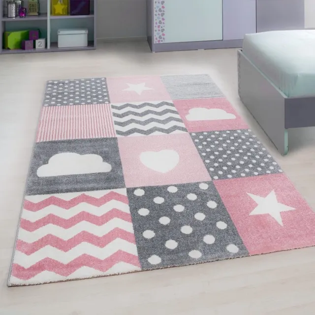 TapisTrend Kinderkleed Roze met sterrenpatroon, gemaakt van jute, voor de slaapkamer, modern design, wasbaar