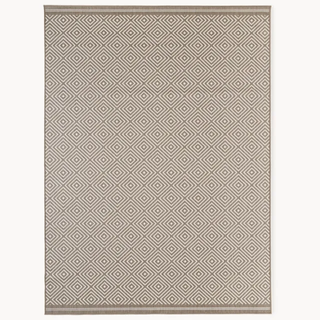 Westwing Collection Outdoor dubbelzijdig vloerkleed Reddy met ruitjesmotief Bruin