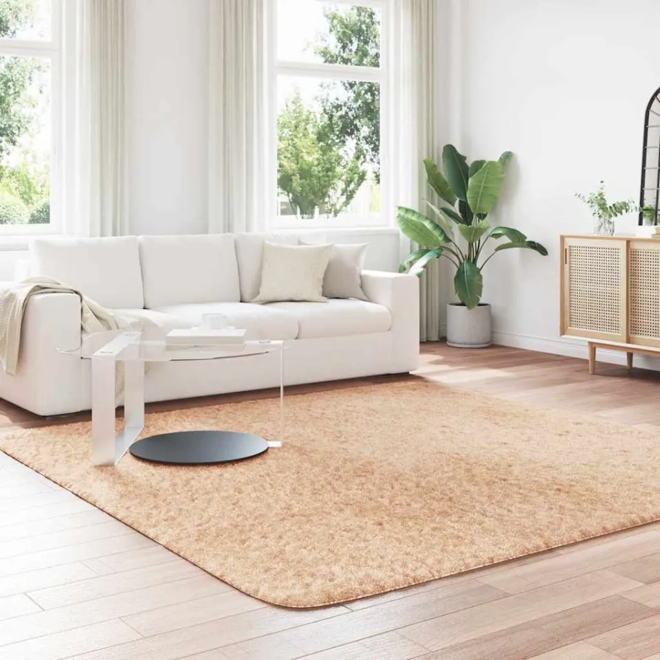 vidaXL Hoogpolig vloerkleed NAVARRA 240x240 cm polyester beige, foto 3