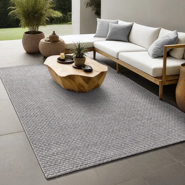 the carpet Maldives– Slijtvaste buitenkleed in Boho- & Vintage-stijl, weerbestendig, UV-bestendig & onderhoudsvriendelijk, ideaal voor balkon, terras, tuin & woonkamer, Grijs