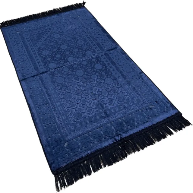 mirac Luxe gebedskleed velvet donker blauw