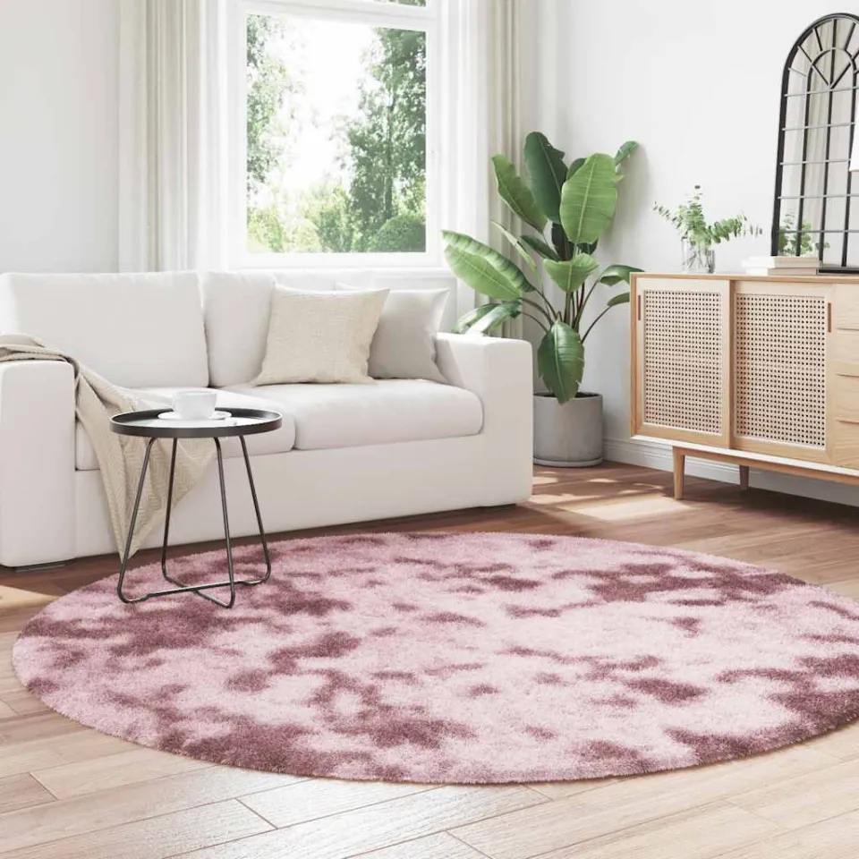 vidaXL Hoogpolig vloerkleed NAVARRA 200x200 cm polyester stoffig roze, foto 3