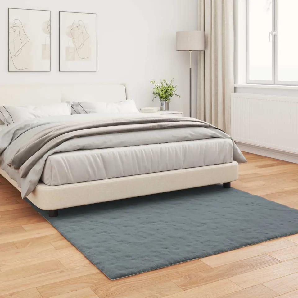 vidaXL Antislip vloerkleed van imitatie konijnenbont OLITE Antraciet, foto 3