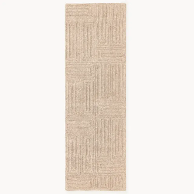 Westwing Collection Hoog-laag wollen loper Alexia, handgetuft Beige