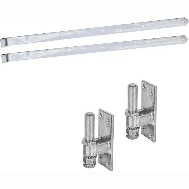 siwitec luikscharnier 1000 mm, set van 2 met klem, in breedte verstelbare spindel, Ø16 mm, recht/conisch, weerbestendig, poortscharnier, deurscharnier tuinhek, poortscharnier zilver