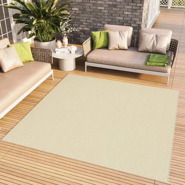 Tapiso Mono Square Vloerkleed Creme Laagpolig Vierkant Tapijt, foto 2