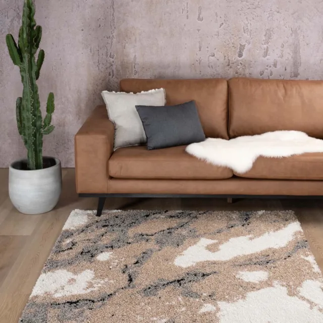 Boho&me Vierkant vloerkleed marmer - Marble Artisan beige 160x160