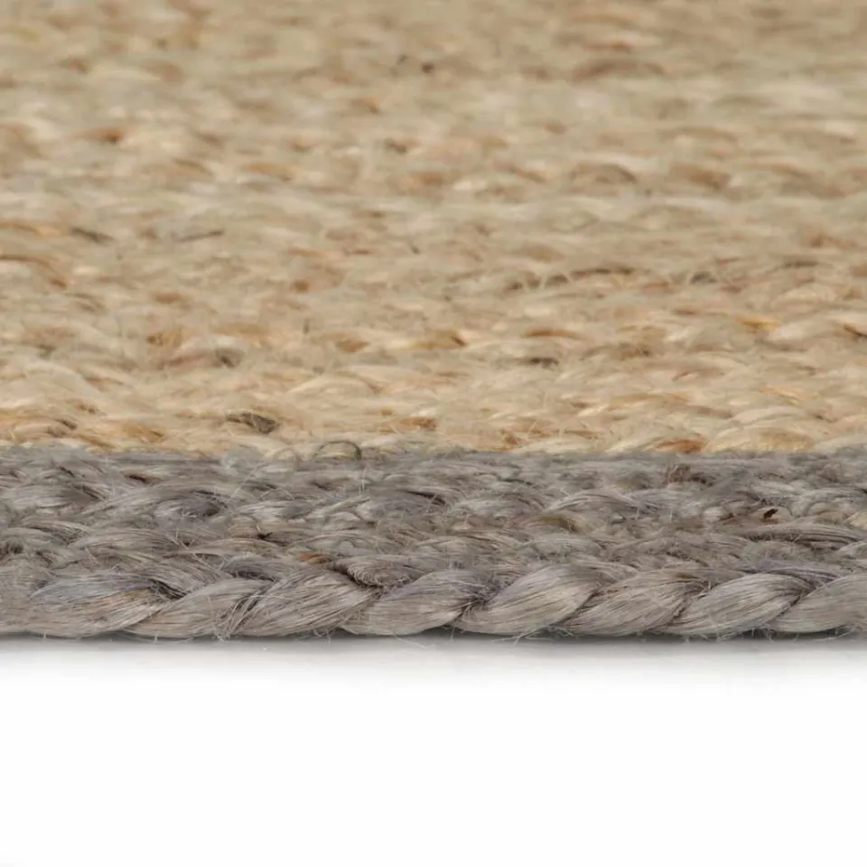 vidaXL Vloerkleed handgemaakt met grijze rand 90 cm jute grijs, foto 3