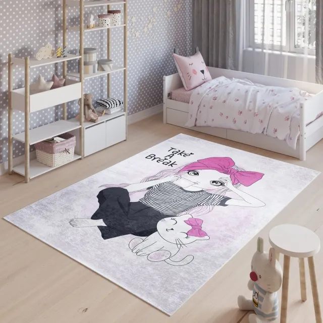 Tapiso Emma Vloerkleed Kinderkamer Jeugdkamer Roze Meisje Speelmat- 120x170 Roze 4