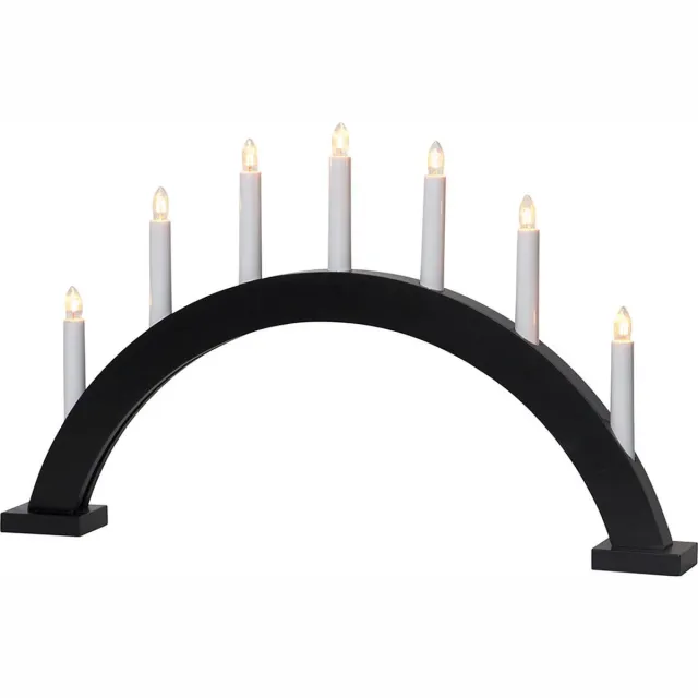 Star Trading ‘Trapp’ kaarsenboog, 7-vlammig, E10 kaarsen, netvoeding, zwart, B 57 cm Black