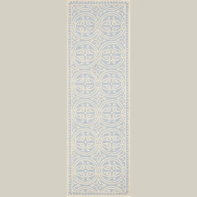 Safavieh Wollen tapijtloper Safavieh Hedendaags Vloerkleed CAM123 76x244 Light Blue & Ivory