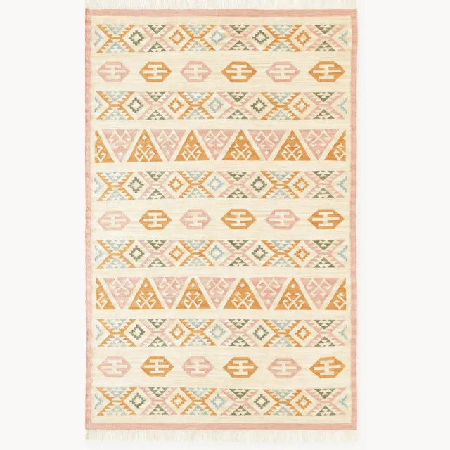Westwing Collection Handgeweven Kelim vloerkleed Anisa van wol Kleurrijk