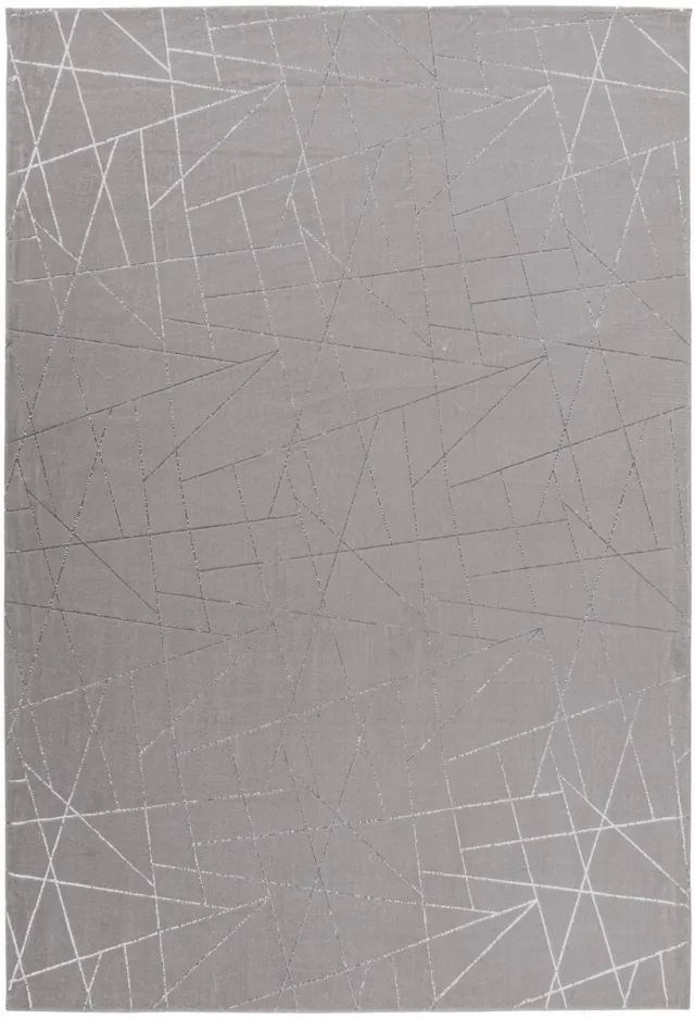 Padiro design laagpolig vloerkleed 120 x 170 cm - lichtgrijs - modern abstract ontwerp - voor vloerverwarming - van polyester en katoen